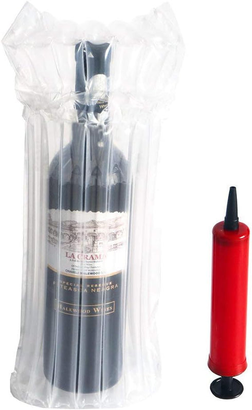 Wine Bottle Protector - 12 Packs Bags with Free Pump, Reusable Sleeve Travel Inflatable Air Column Cushion Bag