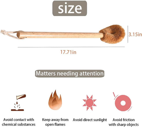 BIEAEIA Toilet Brush, Natural Coconut Fibre Brush Head and Rubber Wood Handle, Great for Bathroom
