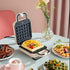 LIVEN Mini Waffle Maker with 3 Shapes Removable Plates, Electric Non-Stick Breakfast Machine, Pink