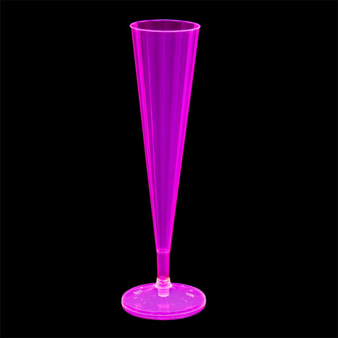 Party Essentials 20 Count Hard Plastic 5 oz Champagne Flutes, Neon Pink
