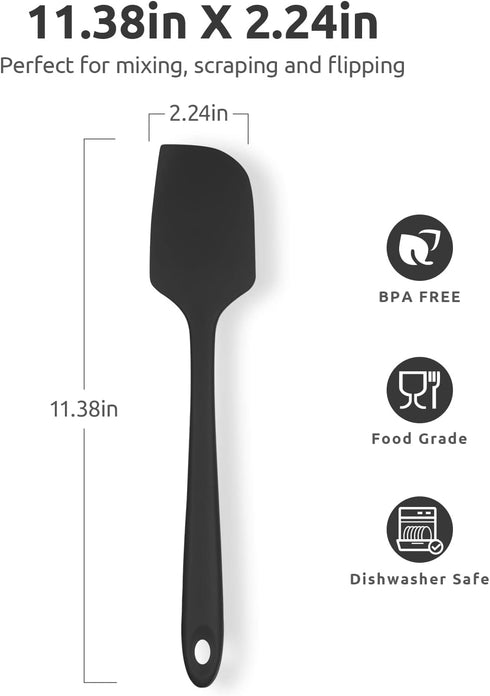 U-Taste 11.38" Silicone Baking Spatula: 480ºF Heat Resistant Food Grade Flexible Rubber Kitchen Bowl Scraper, Seamless Pastry Spreader for Mixing Stirring Scraping in Nonstick Cookware (Black) by U-Taste