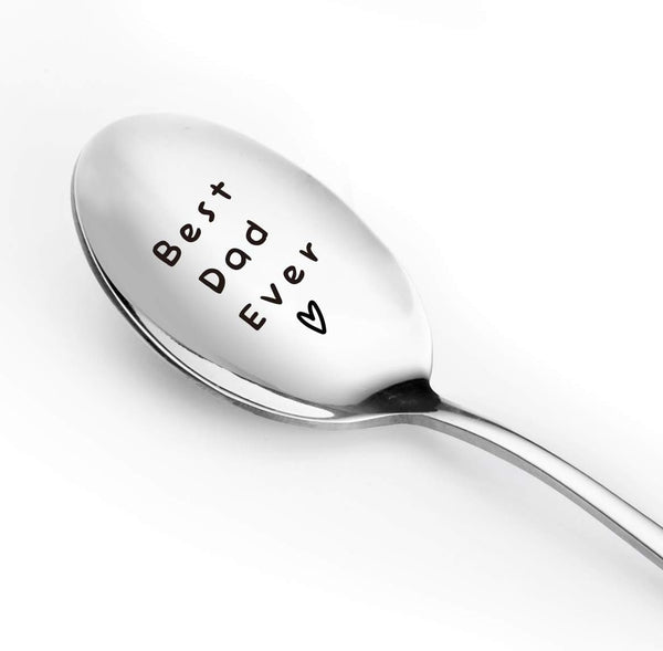 Best Dad Ever Engraved Spoon - Funny Stainless Steel Tea and Coffee Spoon, Perfect Gift for Father's Day