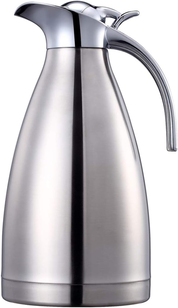 Sumerflos 68 Oz Stainless Steel Coffee Thermal Carafe - Double Walled Vacuum Thermos with 12 Hour Heat Retention