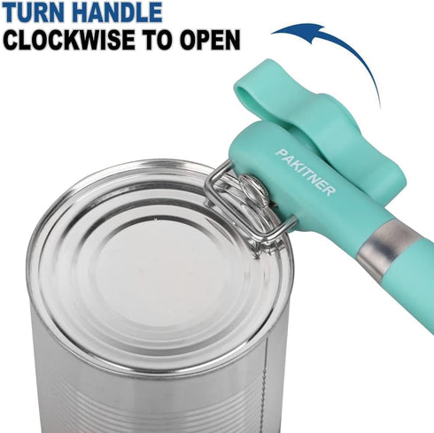 PAKITNER Manual Can Opener, Ergonomic Smooth Edge, Food Grade Stainless Steel, Handheld Side Cut, Green for Home &
