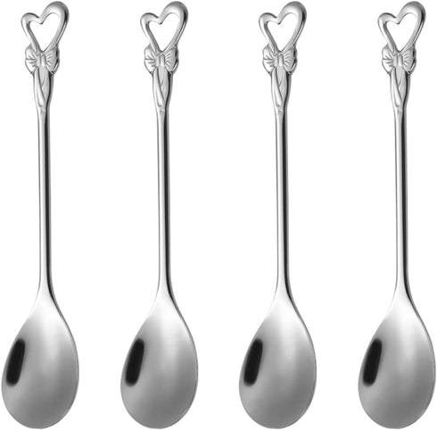 Cute Stainless Steel Coffee Dessert Spoon, 4 Pieces Demitasse Spoon for Stirring, Creative Flower Sugar Spoon