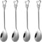 Cute Stainless Steel Coffee Dessert Spoon, 4 Pieces Demitasse Spoon for Stirring, Creative Flower Sugar Spoon