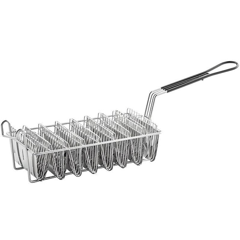 OCS Parts Pro Chef Series Taco Fryer Basket, 12" x 6 1/2" x 4 1/2" Nickel-Plated Steel with Rubberized Handle