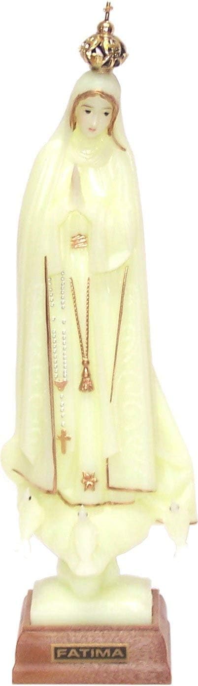 Holy Land Market Our Lady of Fatima Phosphorous Glow-in-The-Dark Statue, 7.2 in Religious Decor