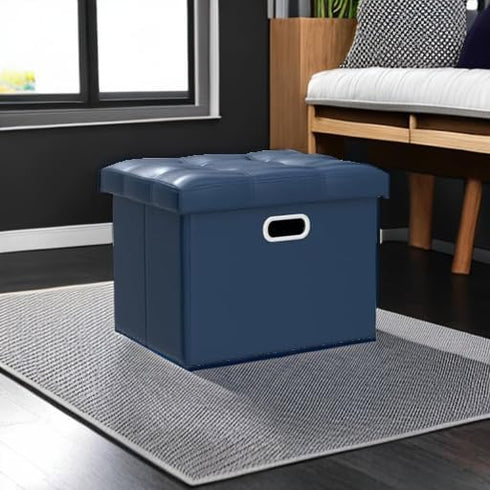 17x13x13in COSYLAND Storage Ottoman Leather Ottoman Rectangle Footrest Footstool Folding Ottoman for Room Dorm Small