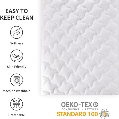 SLEEP ZONE Cooling Mattress Topper, Twin Mattress Pad, Quilted Fitted Cover, Machine Washable, Soft Fluffy Down