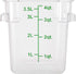 Met Lux 4 Quart Brine Bucket - 1 Square Marinating Container with Volume Markers, Clear and Green Plastic Dough Rising