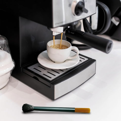 2PCS Coffee Brush, Cleaning Tool with Aluminum Handle & Dual-Head Soft Bristles for Coffee Grinder & Home Kitchen