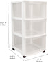 Gracious Living Classic 3 Drawer Organizer Cart, Plastic Storage Dresser with Caster Wheels for Home and Office