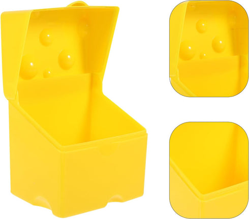 IMIKEYA Cute Sliced Cheese Storage Container, Airtight Cheese Box with Flip Lid, Butter Block Fridge Keeper for Kitchen