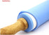 Silicone Rolling Pin with Non Stick Surface and Wooden Handle (Blue)