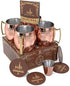 Hammered Moscow Mule Copper Mug Set of 4, Stainless Steel Lining, 16 oz