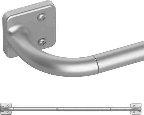 Curtain Rods for Windows 32 to 60 Inch, 5/8" Diameter Silver Ceiling Mount Warp Around Long Curtain Rod for Bedroom