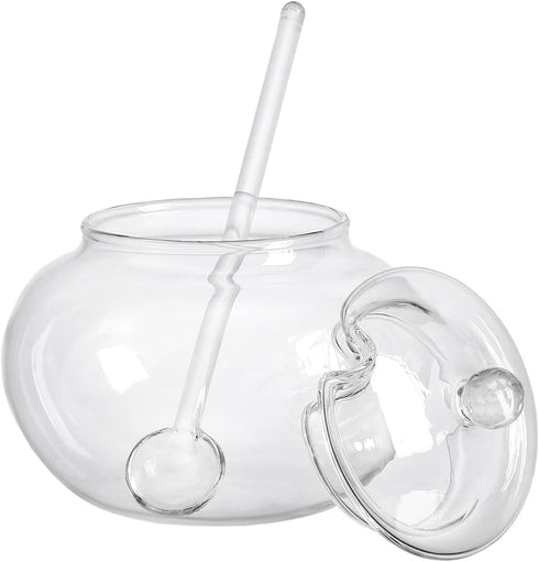 123Arts Clear Glass Sugar Bowl with Lid and Serving Spoon, 8 Ounces