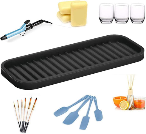 Small Silicone Heat Resistant Mat for Curling Iron - Heat Pad for Hot Hair Tools, Kitchen Sink Organizer Tray