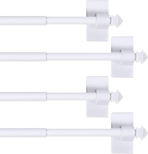 H.VERSAILTEX 4 PACK Magnetic Curtain Rods for Metal Doors, Multi-Use for Small Windows, Tool Free with Square Finials