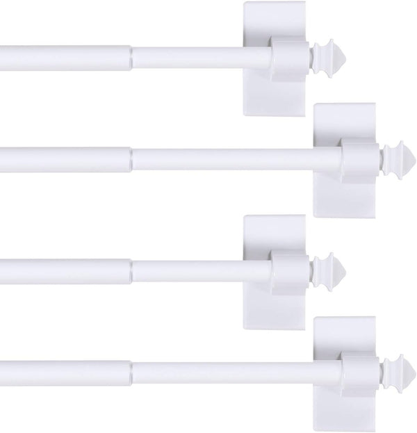 H.VERSAILTEX 4 PACK Magnetic Curtain Rods for Metal Doors, Multi-Use for Small Windows, Tool Free with Square Finials