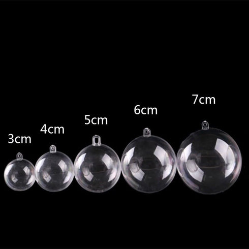 25 Set 50 Pieces Christmas Clear Plastic Fillable Ornaments, DIY Bath Bomb Mold, Acrylic Balls for Wedding Party Decor
