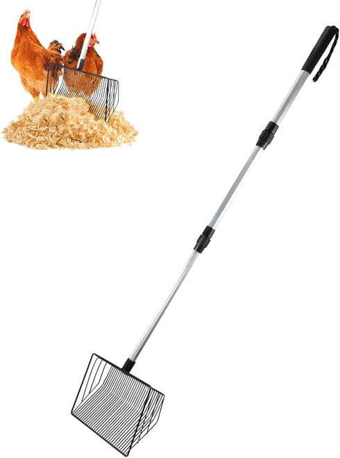 Kalekey Large Chicken Poop Scooper, Stretchable Litter Scooper for Chicken(22.4 to 42 Inch),