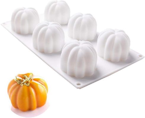 Pumpkin Silicone Mold, 6 Cavities Cupcake Baking Pan, Mousse Tray for Halloween Cake Decoration