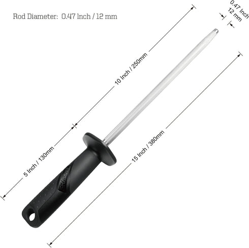 SHARPAL 117N Professional Kitchen Knife Sharpening Rod - 10 Inch Honing Steel Sharpener