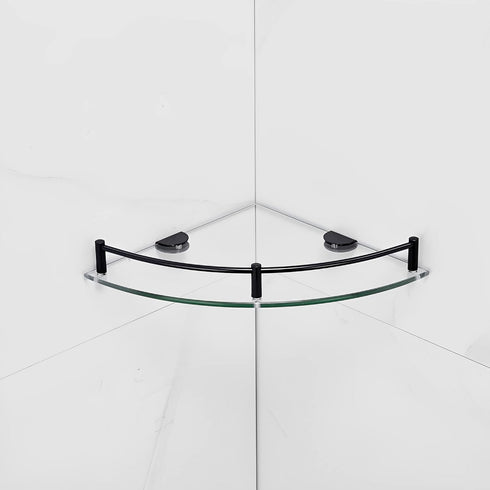 2 Pack 304 24cmx24cm 6mm, Glass Shower Corner Shelves - Floating Bathroom Shelves Tempered Glass Shelf with Rails SUS