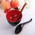 JapanBargain 4623, 12 Pack Chinese Soup Spoons, Black and Red, 6.5 Inch Wonton and Rice Spoons