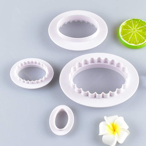 Teensery 4 Pcs Plastic Oval Cookie Cutter Set, Double Sided, 4 Sizes for Biscuit, Cake, Baking Molds