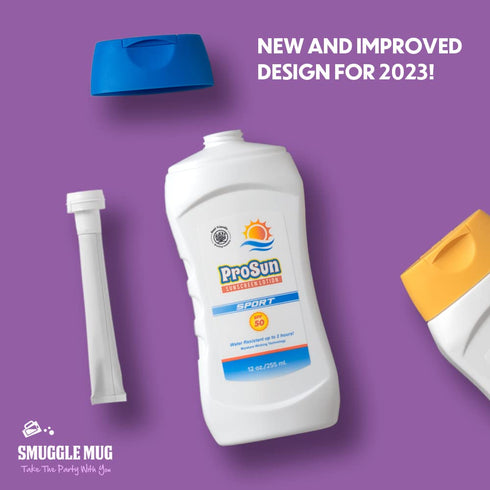 Hidden Sunscreen Flask by Smuggle Mug - Disguised Container for Liquor & Sunblock for Travel