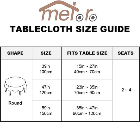 39 Inch) meioro Round Tablecloth Stripe Tassel Table Cloth Cotton Linen Dust-Proof Cover for Dining Circle Coffee Side