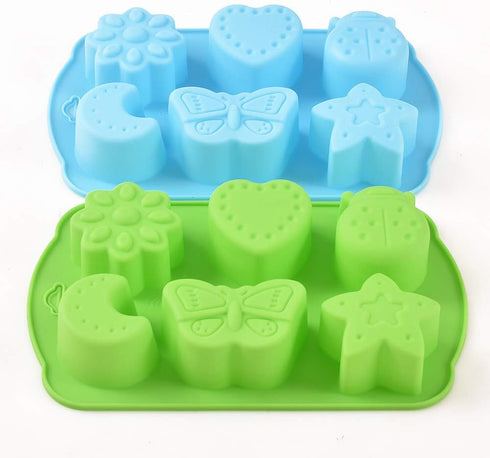 Newk Insects Silicone Candy Mold - 4 Packs 6-Cavity Animal Butterfly Moon Star 3D Bakeware Mold for Candies, Chocolate