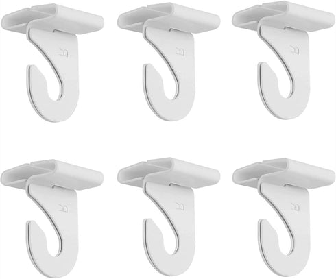 Cutelec 6 Sets Ceiling Hook Clips, White Metal T-Bar Track Clip Hanger for Home Hanging Plants Decorations