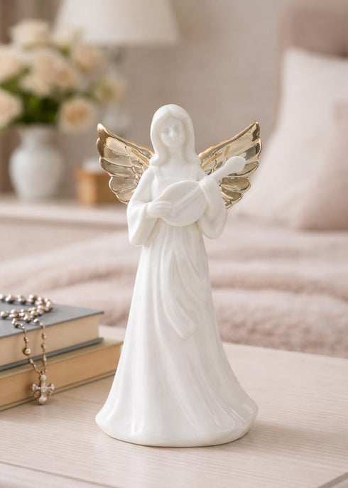 ADAVAS.Y&G 7" Angel Night Light, Christian Gift for Women, Porcelain Angel Figurine with Warm LED Glow, Prayer