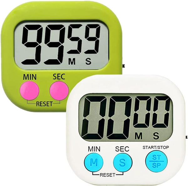 Digital Kitchen Timer for Teachers and Kids Cooking - Magnetic + ON/Off Switch + Count Up Countdown, Stopwatch Timer, 2