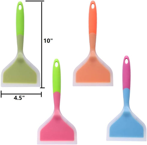 Omelette Spatula 10-Inch Silicone Pancakes Shovel, Durable Heat-resistant Wide Turner for Eggs, Crepes, Pizza (Green)