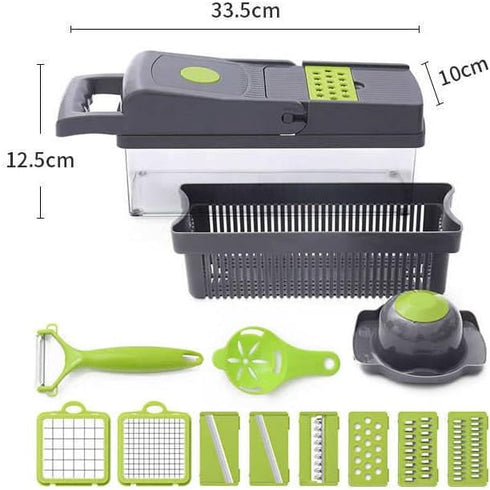 Kitchen Vegetable Slicer, 14 in 1 Vegetable Chopper, Manual Multifunctional Food Chopper Container for Various