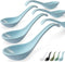 Artena 6.75 inch Solid Asian Soup Spoon Set of 6, Ultra-fine Porcelain Ramen Spoons for Pho, Miso, Dumpling, Blue