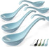 Artena 6.75 inch Solid Asian Soup Spoon Set of 6, Ultra-fine Porcelain Ramen Spoons for Pho, Miso, Dumpling, Blue