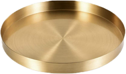 Jucoan 2 Pack 8 Inch Round Gold Tray, Decorative Small Vanity Tray for Bathroom Storage, Jewelry, Food, Candle