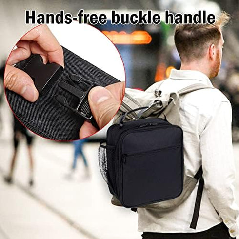 Black Lunch Box for Teens Boys Kids Men - Insulated Thermal Tote Cooler Bag for Girls Women, Portable and Reusable