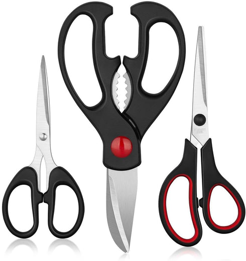 Kitchen Shears Set - QtoiKce Kitchen Scissors 3 Pack, All Purpose Poultry Shears, Stainless Steel Sharp Utility Cooking
