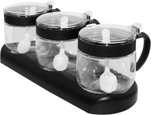 Glass Condiment Spice Jars,12oz/350 ml Condiment Jar Spice Container with Lids and