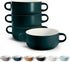 Kook Soup Crocks, Set of 4 Ceramic Bowls, 18 oz, Hunter Green, Broil, Oven, Microwave and Dishwasher Safe with Handles