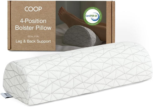 Coop Home Goods Four Position Adjustable Support Pillow, 21 x 8 Half-Moon