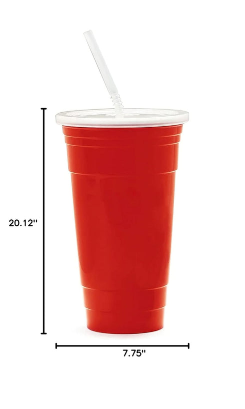 G.E.T. SC-32-SET-R Red 32 oz. Reusable Plastic Tumbler Set, 1 Count