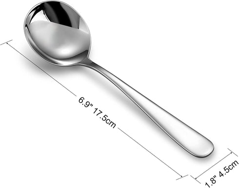 KEAWELL Premium 7" Louise Soup Spoons, 18/10 Stainless Steel, Dishwasher Safe (4)